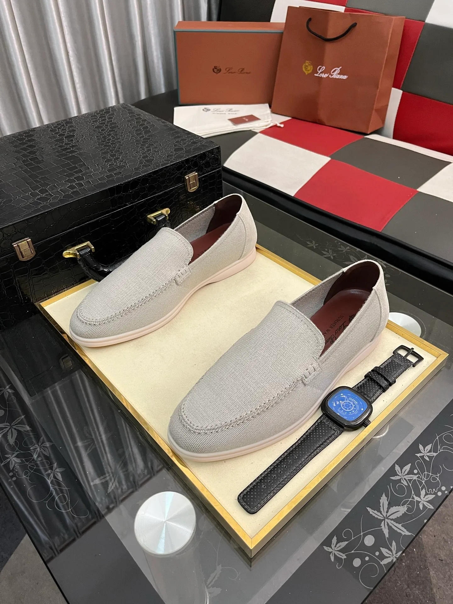 Men's men's shoes💰420⌚️⌚️Loro*Piana pure original 2025 soft and comfortable LP deerskin flat-soled casual star's same style slip-on Loaf men's shoes, size: 38-446️⃣colors available